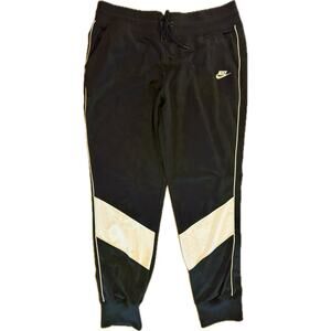 Nike Track Pants Mens XL‎ Black White Piping Embroidered Swoosh Athleisure